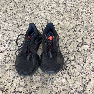 Black adidas boost tennis shoes, size 7.5M